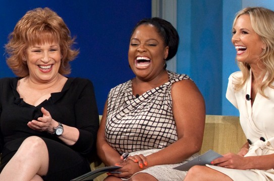 President Barack Obama records an episode of The View at ABC Studios in New York, N.Y., July 28, 2010. Pictured, from left, are Whoopi Goldberg, Barbara Walters, Joy Behar, Sherri Shepherd, and Elisabeth Hasselbeck. (Official White House Photo by Pete Souza)

This official White House photograph is being made available only for publication by news organizations and/or for personal use printing by the subject(s) of the photograph. The photograph may not be manipulated in any way and may not be used in commercial or political materials, advertisements, emails, products, promotions that in any way suggests approval or endorsement of the President, the First Family, or the White House.